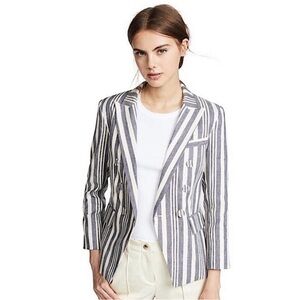 Veronica Beard Geneva Dickey Jacket In Ecru/indigo size  0